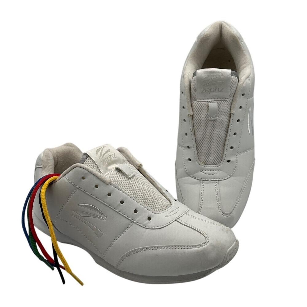 Zephz‎ White Cheerleading Shoes Synthetic Upper Multi-Color Laces Womens 8.5 US